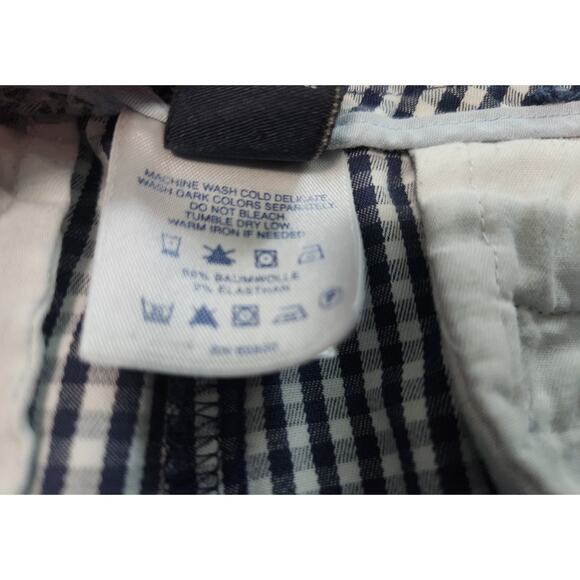 Lands’ End Women’s Chino Gingham Shorts Size 14 – Navy and White Classic Fit - Picture 5 of 7